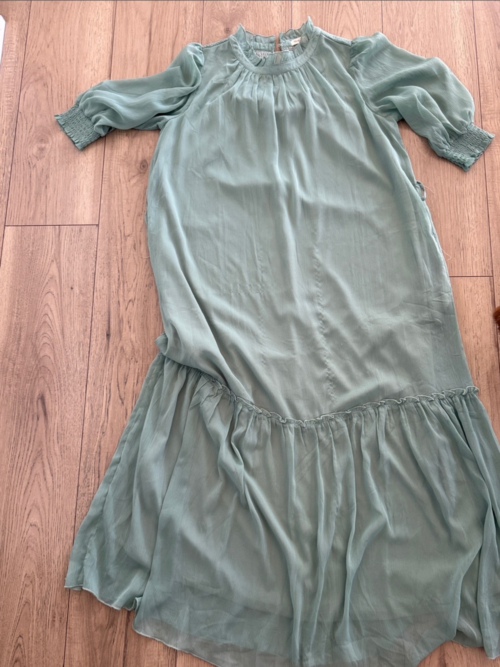Shop Stevie Sage Green Ruffle-Hem Maxi Dress
